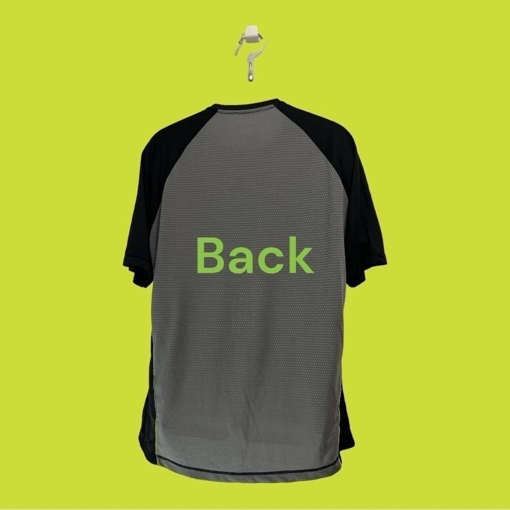 ASICS Men’s Athletic Short Sleeve Shirt Charcoal Lime Trim No Tag Looks XL - Picture 3 of 6